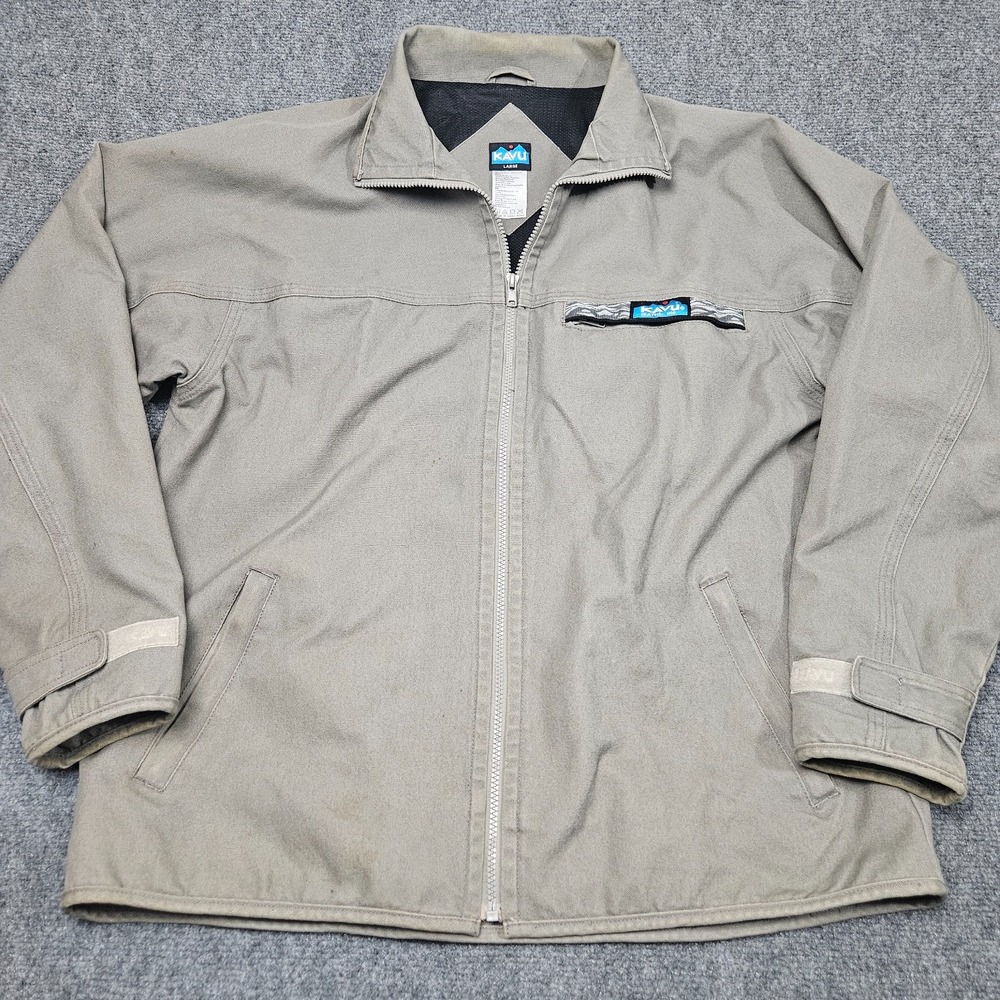 Vintage Kavu Canvas Full Zip Jacket Mens Large Gray Lined Heavy Workwear 90s